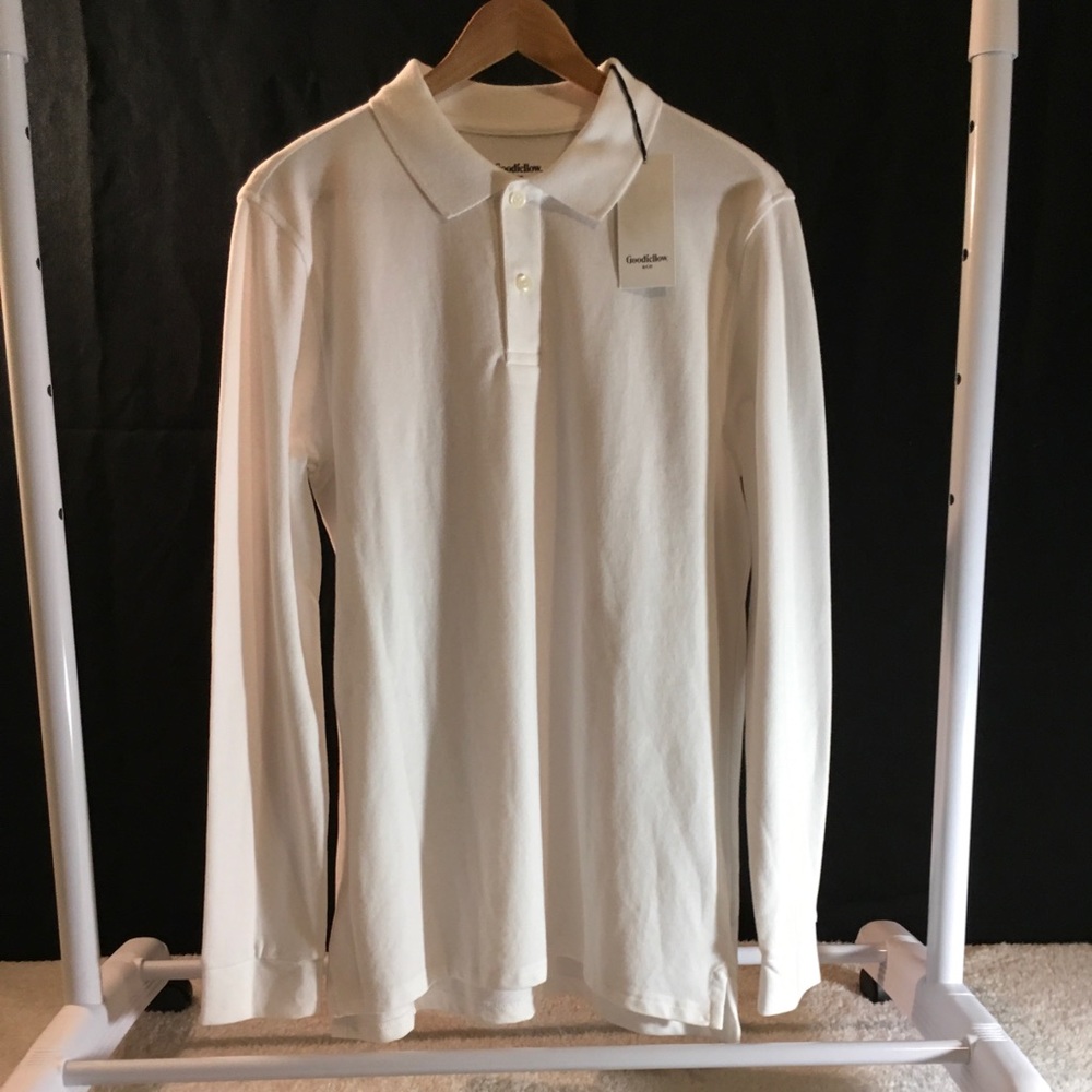 NWT-Goodfellow&Co Men’s White Long-Sleeve Polo